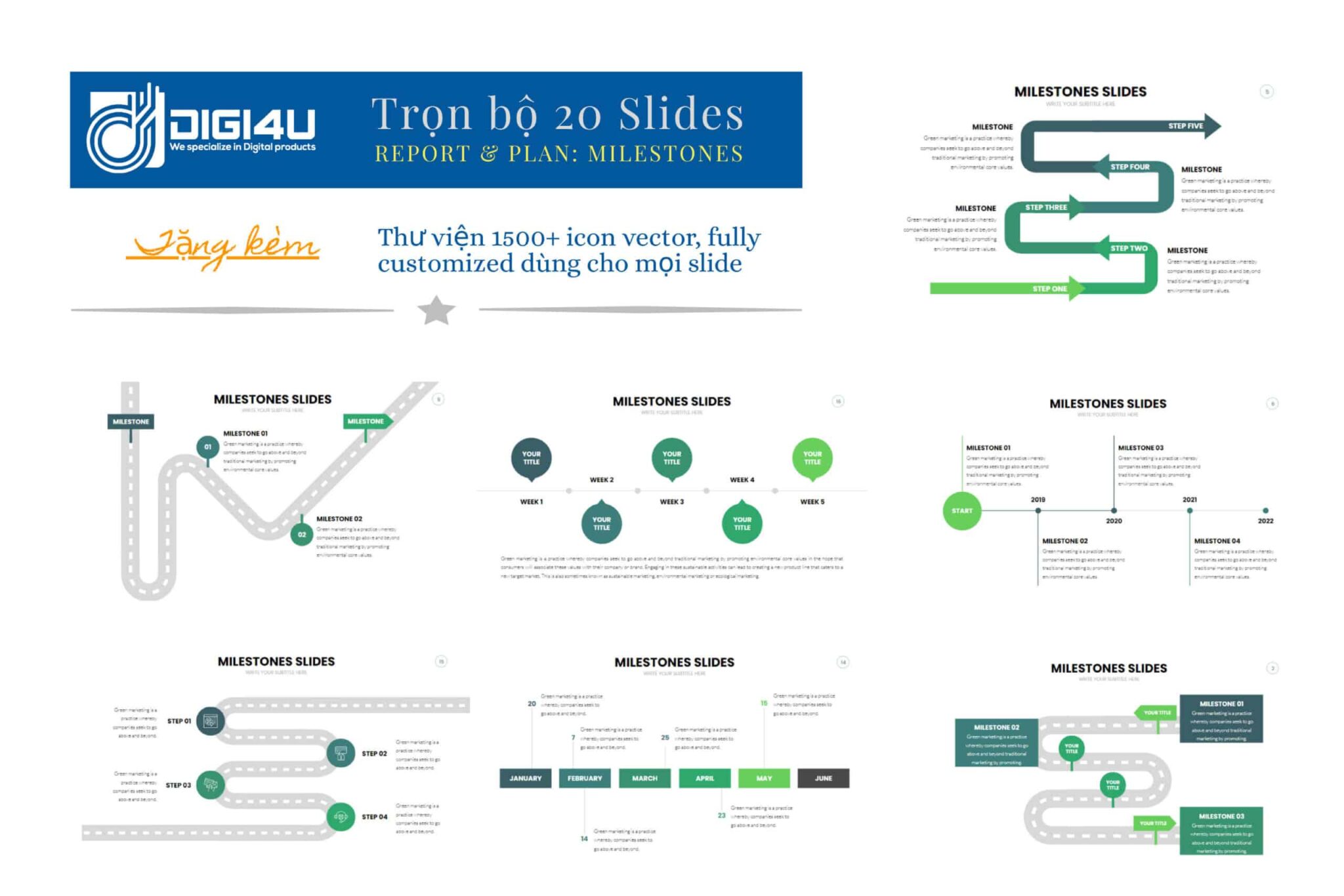 Milestone Template - Mẫu 20 Slides Về Các Điểm Nhấn Cột Mốc Milestone Template