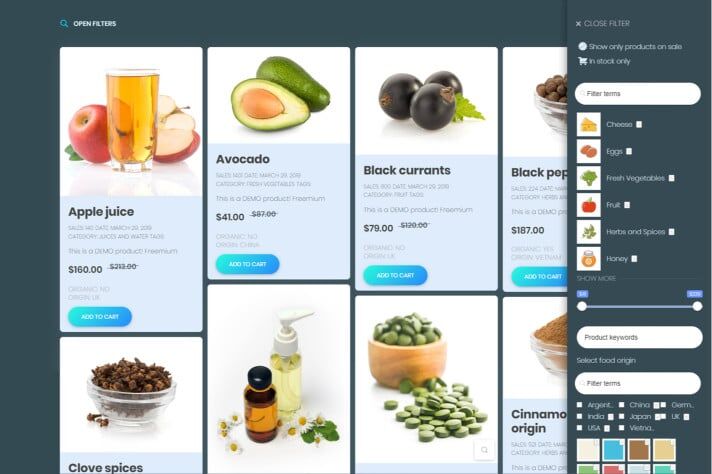 Product filter for WooCommerce