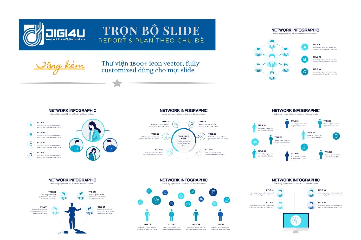 Network Slides Template - Trọn Bộ 20 Slides Mẫu Mô Hình Mạng Lưới Kết Nối Network Slides Template